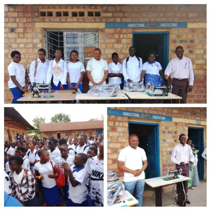 Dungu : en visite de proximité éducative, le député provincial Me Floribert Siuka Makofi offre des machines à coudre à l’Institut Lycée Kitoko